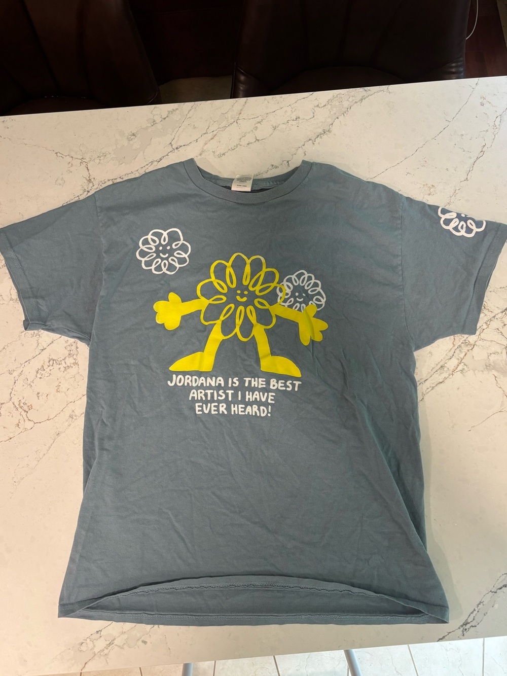 Jordana Concert Merch Graphic Flower Character Tee - Blue with Yellow Print